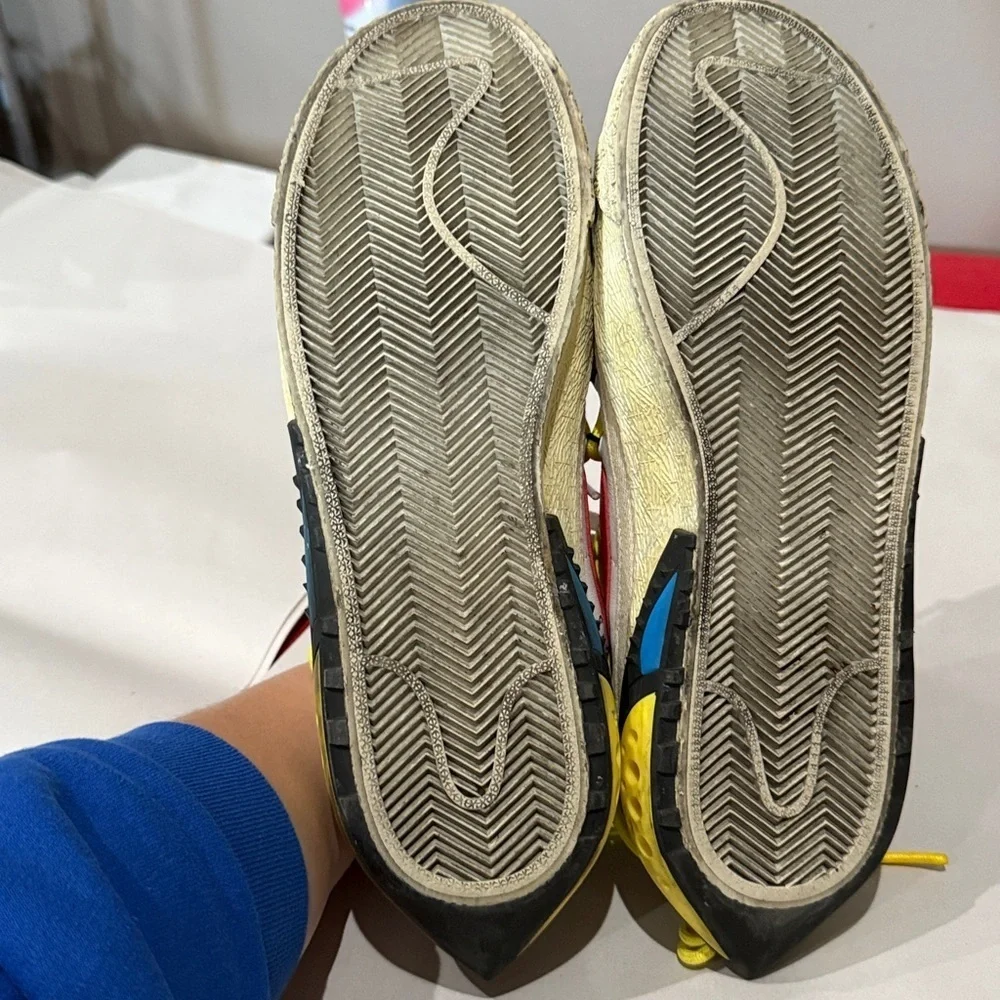 Nike Sneakers in Red, Yellow, and White off white Nike blazers